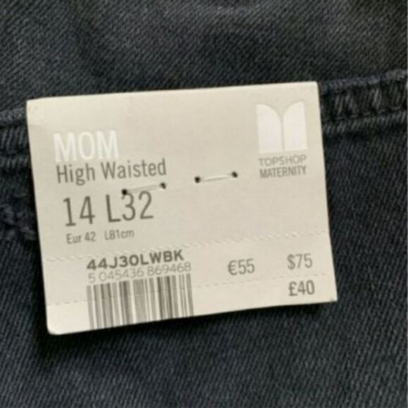 Topshop Over the Bump Mom Jeans 10 Black - Picture 5 of 8